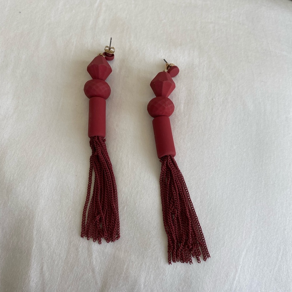 Red dangle earrings